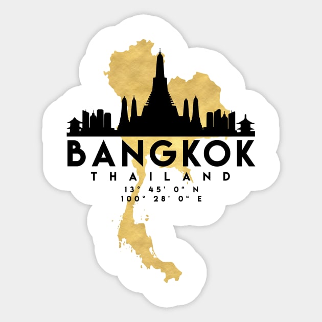 Bangkok Thailand Skyline Map Art Bangkok Sticker TeePublic